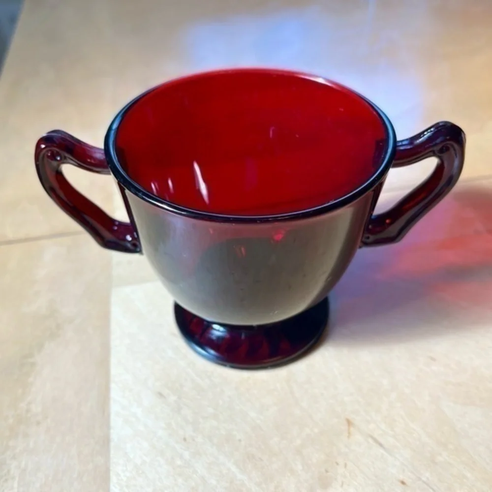Vintage Anchor Hocking Royql Ruby Red Open Sugar Dish